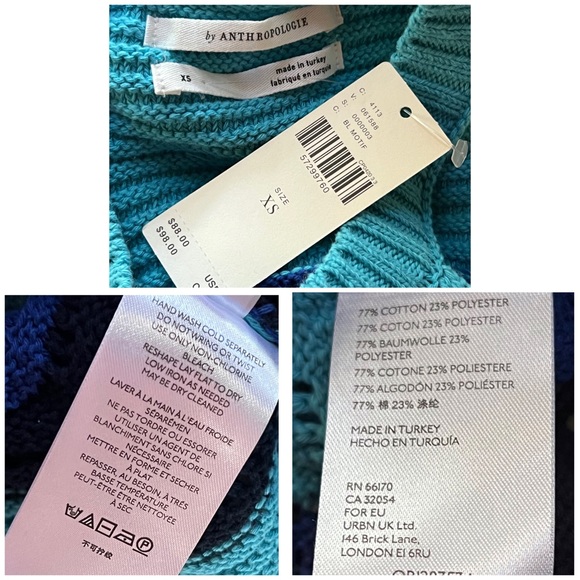 Anthropologie Jenette Crochet Blue Halter Sleeveless Sweater Top NWT New XS - Picture 11 of 11